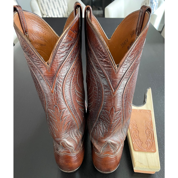 Lucchese San Antonio Vintage Cowboy Boots Brown Leather 10B USA Western main image 10